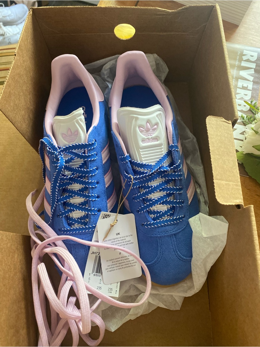 adidas Women’s Blue and Pink Suede Retro Trainers